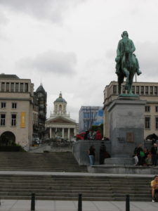 Statue At Top Of Steps Near Train Station